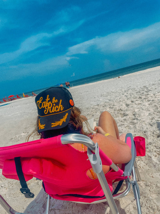*PRE-ORDER* 
Eat The Rich, Western Trucker Hat: Black/Gold Leaf