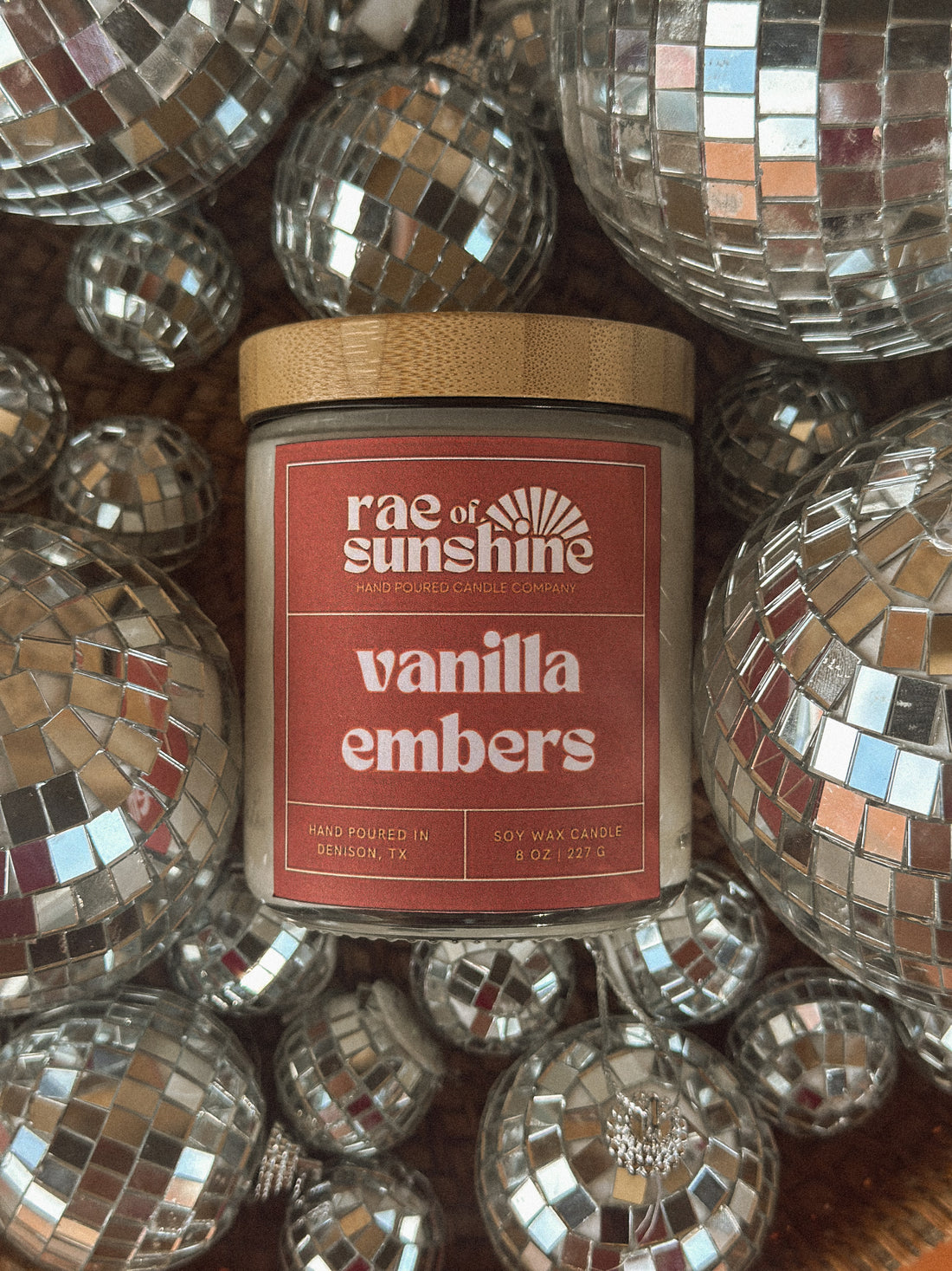 Rae of Sunshine | &quot;Vanilla Embers&quot; Handmade Eco-Friendly Soy Wax Candle