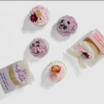 Botanical Cupcake Bath Bomb with Sugar Scrub Icing