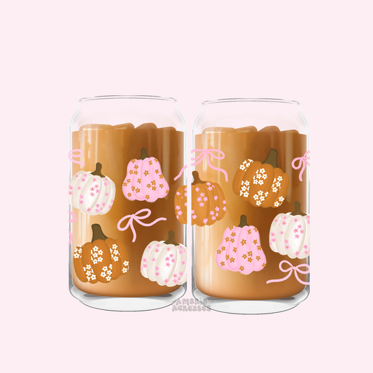 Coquette Pumpkin Glass Cup: 16oz
