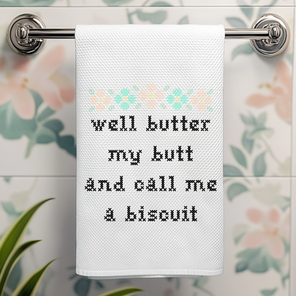 Colorful Cross Stitch Towels - Butter My Butt