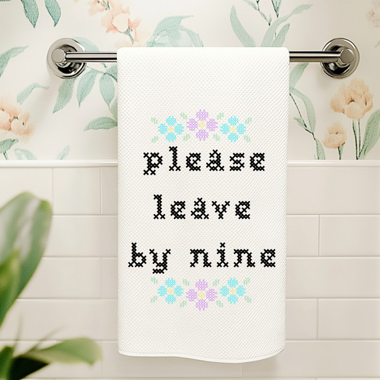 *PRE-ORDER* Colorful Cross Stitch Towels - Please Leave By Nine: Waffle