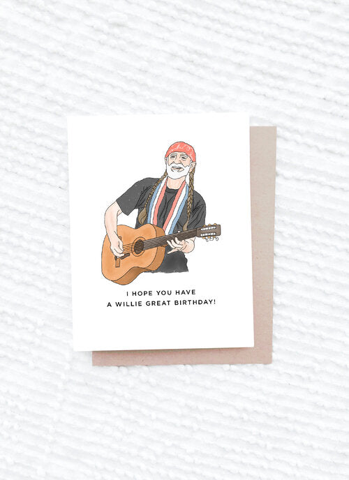 Maddon and Co. | &quot;I Hope You Have a Willie Great Birthday&quot; Handmade Willie Nelson Birthday Card &amp; Envelope 4.25 x 5.5 in