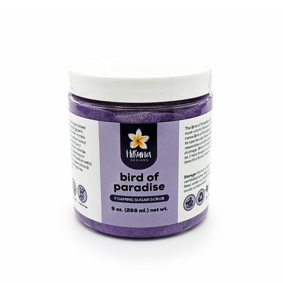 HiRuna Island Soap | &quot;Birds of Paradise&quot; Handmade Foaming Sugar Scrub 9 oz