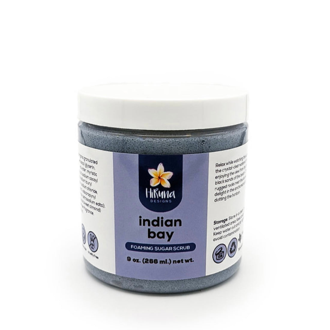 HiRuna Island Soaps | &quot;Indian Bay&quot; Handmade Foaming Sugar Scrub 9 oz