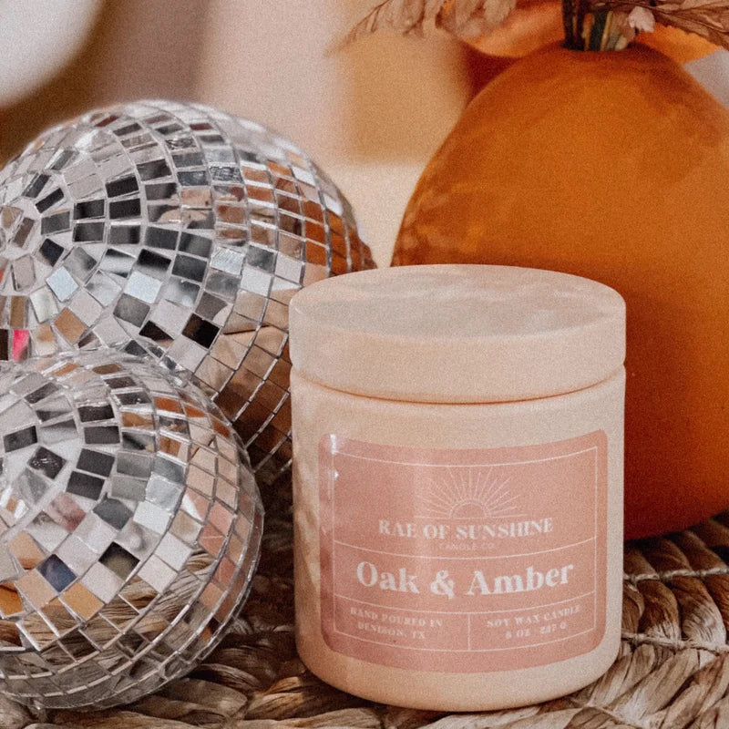 Rae of Sunshine | &quot;Oak &amp; Amber&quot; Handmade Eco-Friendly Soy Wax Candle