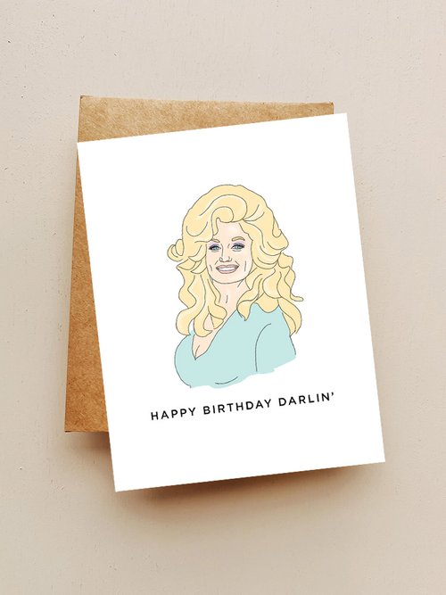 Maddon and Co. | &quot;Happy Birthday Darlin&quot; Handmade Dolly Parton Birthday Card &amp; Envelope 4.25 x 5.5 in